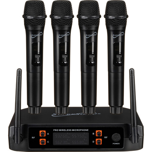 Supersonic 4-Channel Wireless Handheld Microphone System (2.4 GHz)