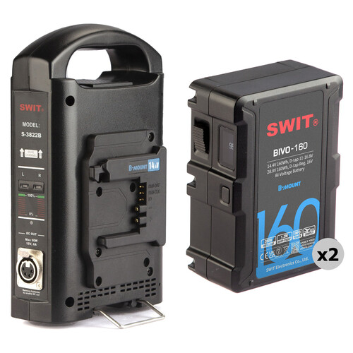 SWIT Dual-Voltage 2-Battery and Dual-Battery Charger Kit (160Wh B-Mount)