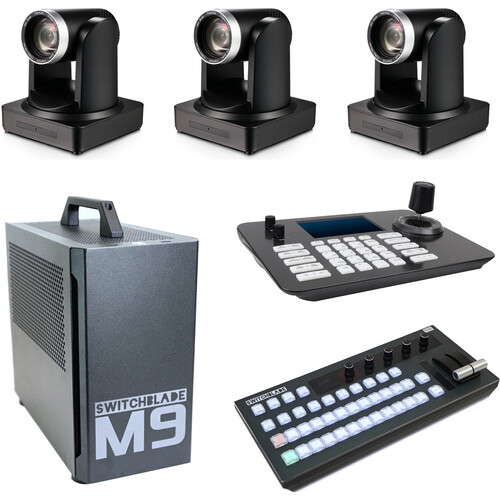 Switchblade Systems M9 vMix Production System with 3 x NDI PTZ Cameras VMC12 Control Panel & IP PTZ Controller