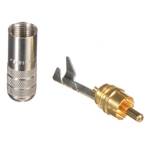 Switchcraft Shielded RCA Male Connector (Long Nickel Handle and Gold Plug)