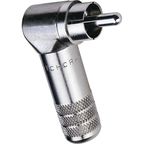 Switchcraft Right-Angle Cable-Mount RCA Male Connector (Nickel Pin Nickel Body)