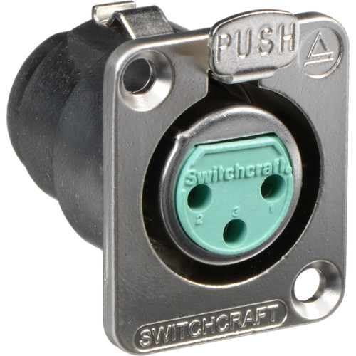 Switchcraft DE Series 3-Pin XLR Female Panel-Mount Connector (Nickel Finish Silver Contacts)