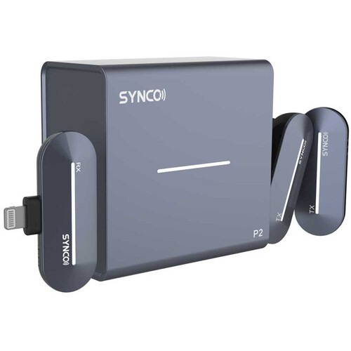 Synco P2L Miniature 2-Person Digital Wireless Microphone System with Lightning Connector for iPhones (Stone Blue 2.4 GHz)