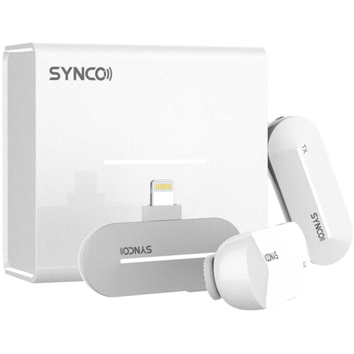 Synco P2L Miniature 2-Person Digital Wireless Microphone System with Lightning Connector for iPhones (Pearl White 2.4 GHz)