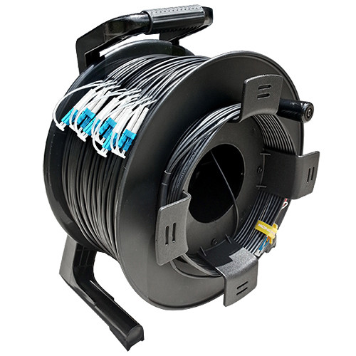 Tactical Fiber Systems DuraTAC Armored SM Tactical Fiber Cable & Reel with 12 LC Connectors (1750')