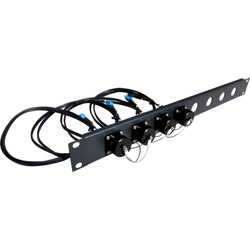 Tactical Fiber Systems Patch Panel with 4 BullsEye Duo Chassis Connectors & Patch Cables with ST Breakouts