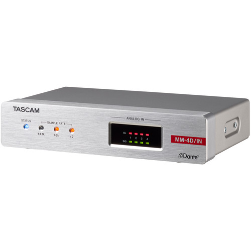 TASCAM MM-4D/IN-E 4-Channel Mic/Line Input Dante Converter with Built-In DSP Mixer