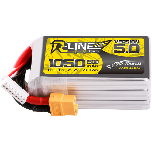 Tattu R-Line 6-Cell 22.2V LiPo Battery Pack with XT60 Plug Version 5.0 (1050mAh)