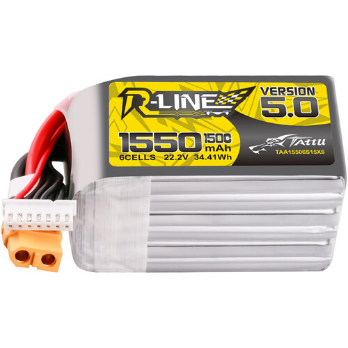 Tattu R-Line 6-Cell 22.2V LiPo Battery Pack with XT60 Plug Version 5.0 (1550mAh)