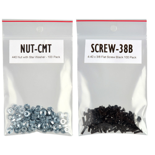 TecNec 38B Flat Head Screws with Nut & Washers Kit (Black/Stainless Steel 100-Pack)