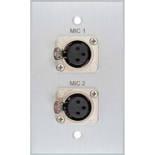 TecNec Board Room 1-Gang Wall Plate with 2 Female Neutrik 3-Pin XLR (Clear)