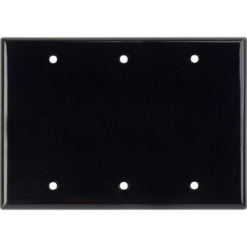 TecNec 3-Gang Blank Wall Plate (Black Lexan)