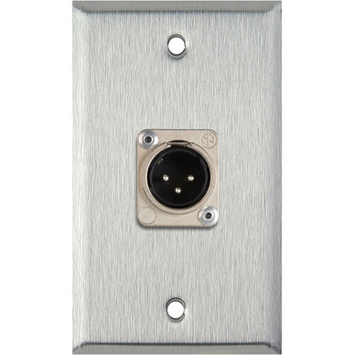 TecNec 1-Gang Wall Plate with 3-Pin XLR Male Connector (Brass)