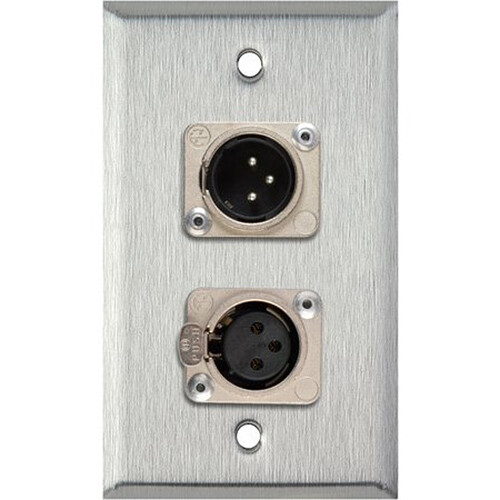 TecNec 1-Gang Wall Plate with with XLR Male & Female Connectors (Stainless Steel)