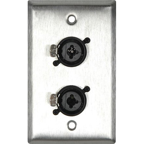 TecNec 1-Gang Stainless Steel Wall Plate with 2 Neutrik NCJ6FI-S XLR & 1/4 Combo Jacks