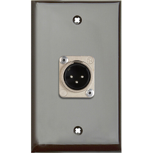 TecNec 1-Gang Wall Plate with 3-Pin XLR Male Connector (Brown Lexan)