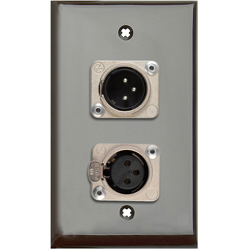 TecNec 1-Gang Wall Plate with with XLR Male & Female Connectors (Brown Lexan)