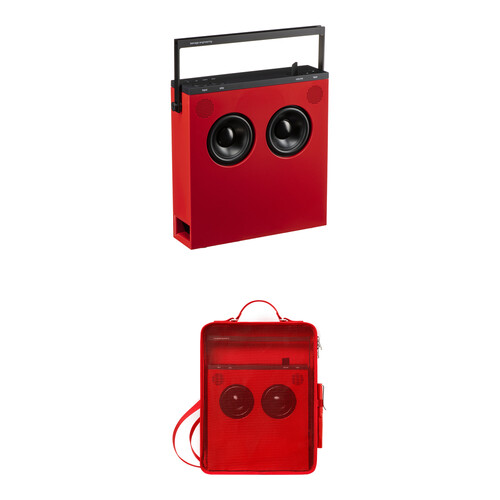 teenage engineering OB-4 Magic Radio Portable Bluetooth Radio and Speaker with Mesh Bag Kit (Red)