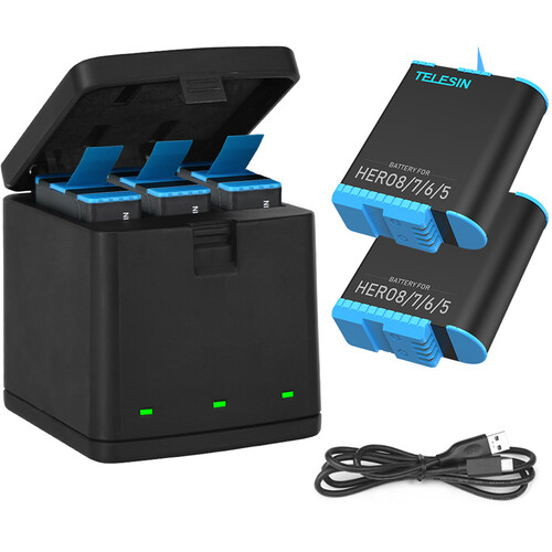 TELESIN 3-Channel Kit with 2 Batteries and Charger Box