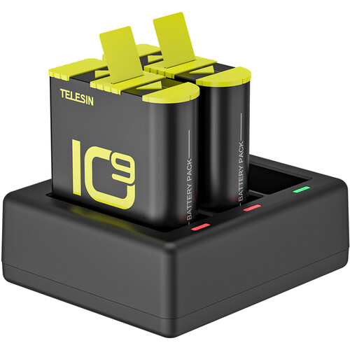 TELESIN 3 Slots Battery Charger With 2 Pcs Full Decoded Batteries Set For Gopro Hero 9/10