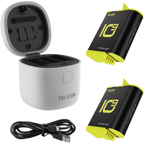 TELESIN Allin Box Battery Charger & Card Reader with 2 Batteries for GoPro HERO9/10
