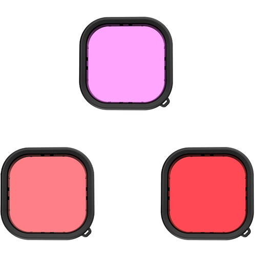 TELESIN 3-Piece Diving Filter Set for Telesin GoPro HERO 9/10 Waterproof Housing (Red Pink & Purple)