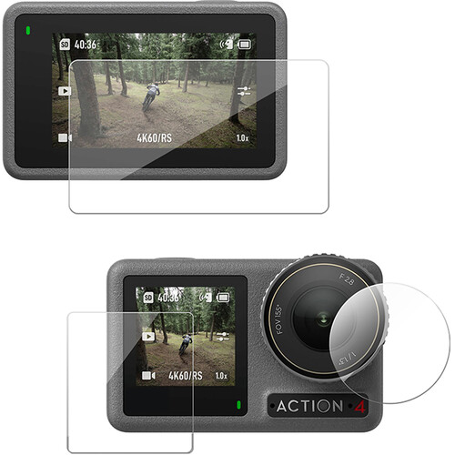 TELESIN Tempered Glass Lens and Screen Protector Set for DJI Osmo Action 3 and 4