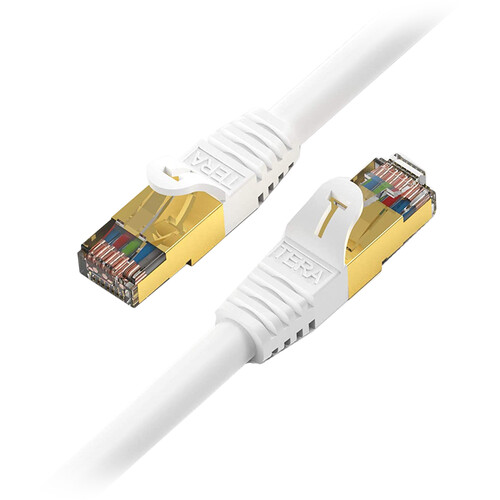 Tera Grand Premium Cat 7 Double-Shielded 10Gb 600 MHz Cable (White 7') (2-Pack)