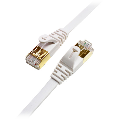 Tera Grand Cat 7 Shielded Ultra Flat Ethernet Patch Cable (10Gb 25' White)