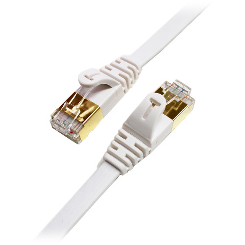 Tera Grand Cat 7 Shielded Ultra Flat Ethernet Patch Cable (10Gb 50' White)