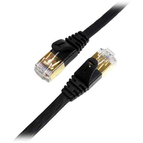 Tera Grand Cat 7 Shielded Ultra Flat Ethernet Patch Cable (10Gb 75' Black)