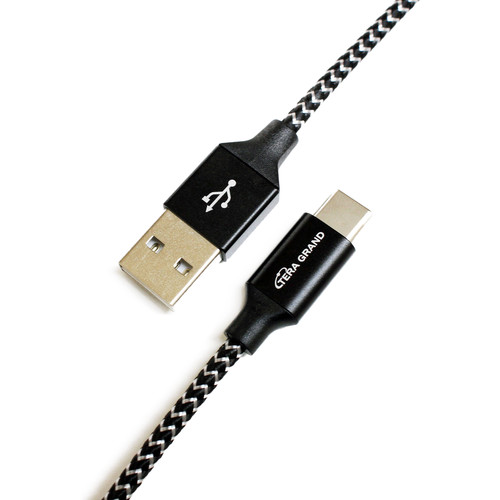 Tera Grand USB-C 2.0 to USB-A Braided Cable (6' Black/White)