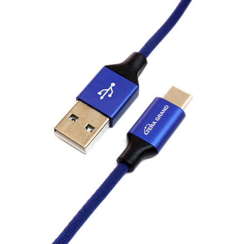 Tera Grand USB 2.0 Type-C to USB Type-A Fabric Cable (6' Blue)