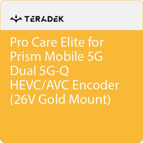 Teradek Pro Care Elite Annual Subscription for Prism Mobile 5G Dual 5G-Q HEVC/AVC Encoder (26V Gold Mount)