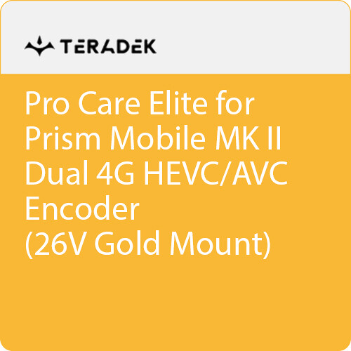 Teradek Pro Care Elite Annual Subscription for Prism Mobile Mk II Dual 4G HEVC/AVC Encoder (26V Gold Mount)