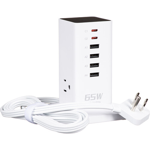 Tessan 9-in-1 65W USB/AC Vertical Charging Station (White)