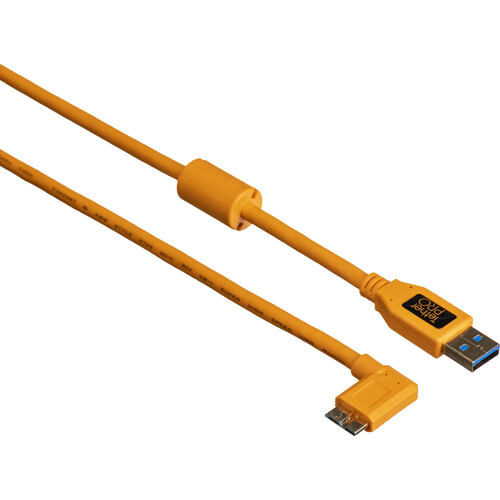 Tether Tools USB 3.0 Type-A Male to Micro-USB Right-Angle Male Cable (15' Orange)