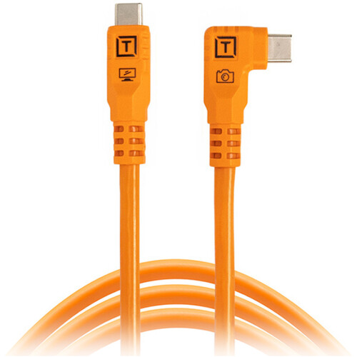 Tether Tools TetherPro Optima USB-C Cable (10' High-Visibility Orange Right-Angle)