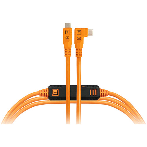Tether Tools TetherPro Optima 10G USB-C Cable (10' High-Visibility Orange Right-Angle)