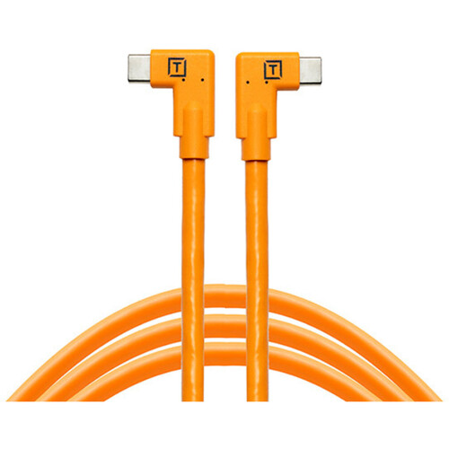 Tether Tools TetherPro Dual Right-Angle USB-C Cable (15' High-Visibility Orange)