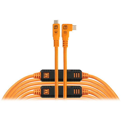 Tether Tools TetherPro Optima USB-C Cable (31' High-Visibility Orange Right-Angle)