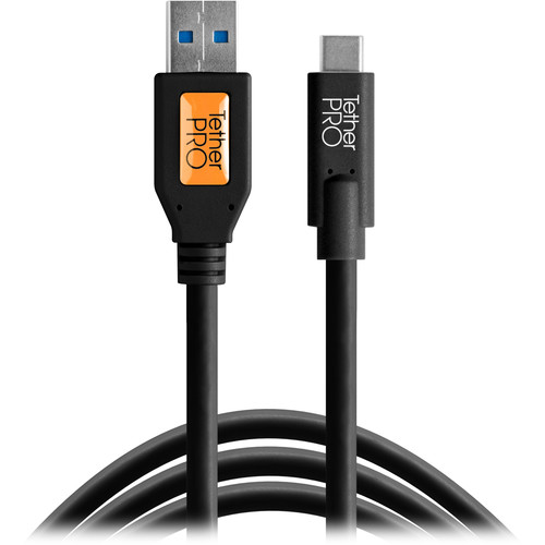Tether Tools TetherPro USB Type-C Male to USB 3.0 Type-A Male Cable (15' Black)