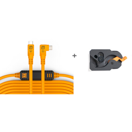 Tether Tools LeverLock & Optima Cable Kit (15' High-Visibility Orange Right-Angle)