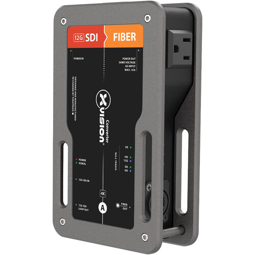 Theatrixx Technologies 12G-SDI to Fiber xVision Converter with PowerCON In/Edison Loop-Thru (Multimode OpticalCON QUAD)