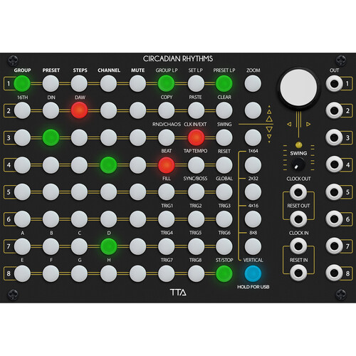Tiptop Circadian Rhythms Performance Sequencer Eurorack Module (36 HP Black)