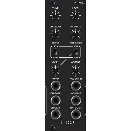 Tiptop HATS909 Closed and Open Hi-Hats Eurorack Module (Black 4 HP)