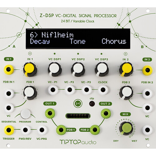 Tiptop Z-DSP Voltage-Controlled Digital Signal Processor Eurorack Module (28 HP White)