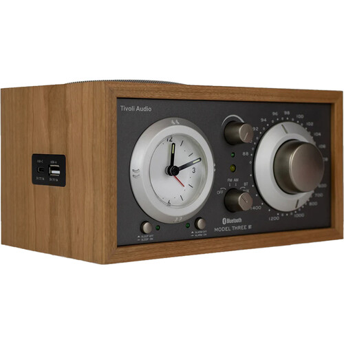 Tivoli Model Three BT Bluetooth Clock Radio with USB Charging (2025 Cherry/Metallic Taupe)