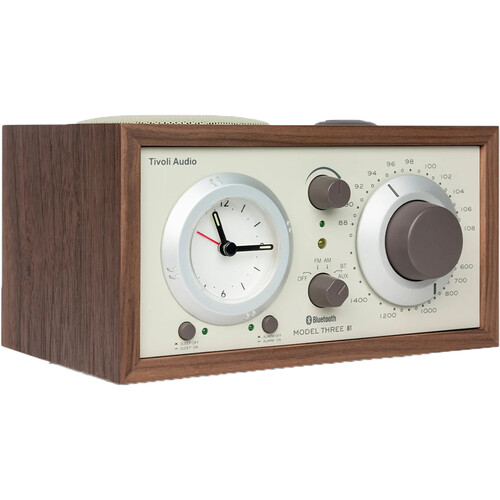 Tivoli Model Three BT Bluetooth Clock Radio with USB Charging (Walnut/Beige)