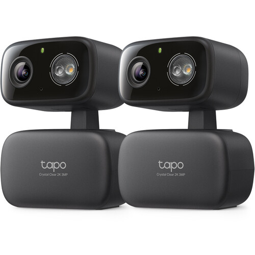 TP-Link Tapo C217 2K Outdoor Pan & Tilt Wi-Fi Security Camera with Night Vision & Spotlights (Black 2-Pack)